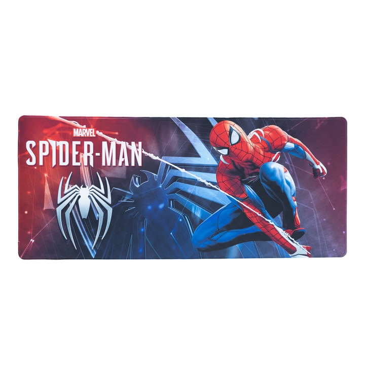 Mousepad profesional pentru gaming si birou Marvel Spiderman, model XL, antiderapant, impermeabil, 80x35 cm