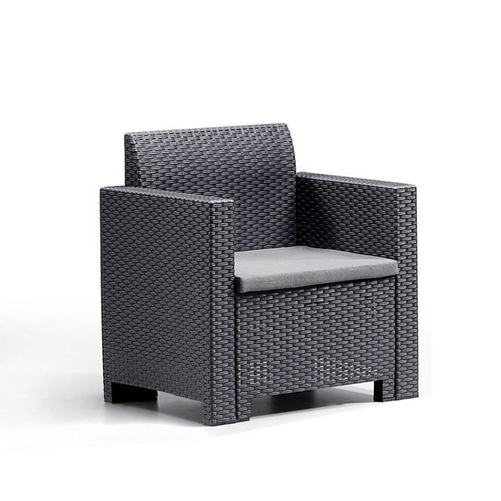 Scaun de gradina, Leziter, Plastic, Nero grafit, 75x57.5 cm