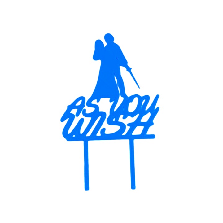 Декорация за сватбена торта, по ваше желание, синя 17 х 11 см