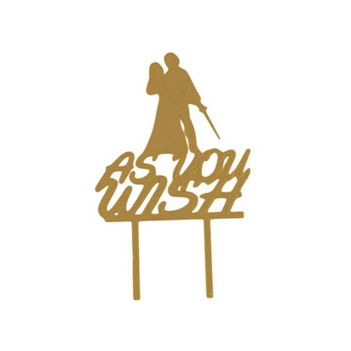 Esküvői torta tetejére dekoráció, Ízlés szerint arany 17 x 11 cm