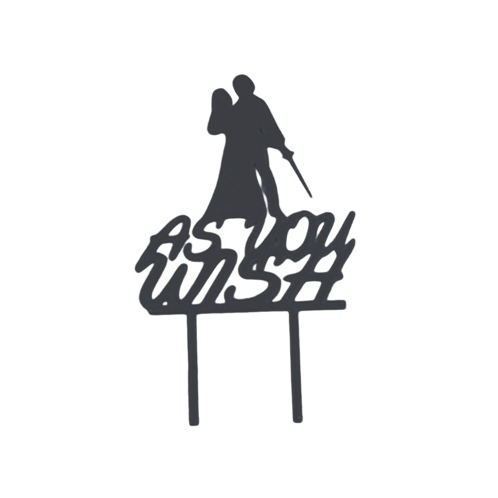 Esküvői torta felső dekoráció, Ízlés szerint, fekete 17 x 11 cm