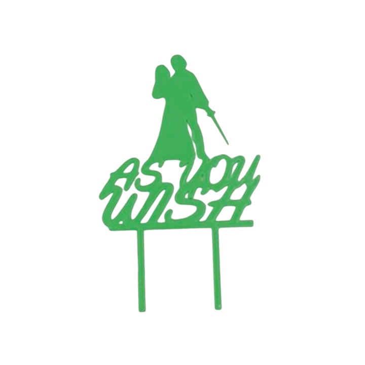 Esküvői torta felső dekoráció, Ízlés szerint zöld 17 x 11 cm