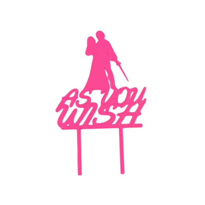 Esküvői torta felső dekoráció, Ízlés szerint, málna rózsaszín 17 x 11 cm