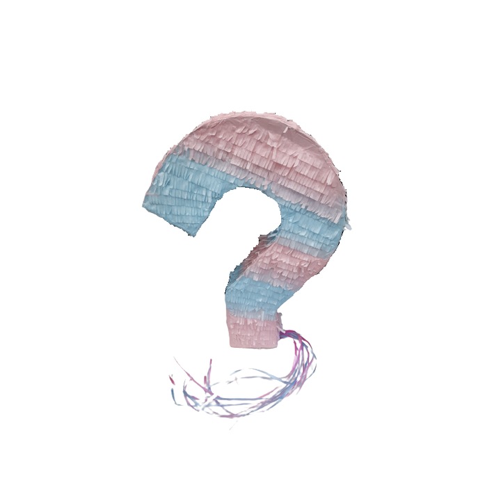 Pinata roz/albastru semnul intrebarii pentru GENDER REVEAL, 35 x 45 cm, Smiffy