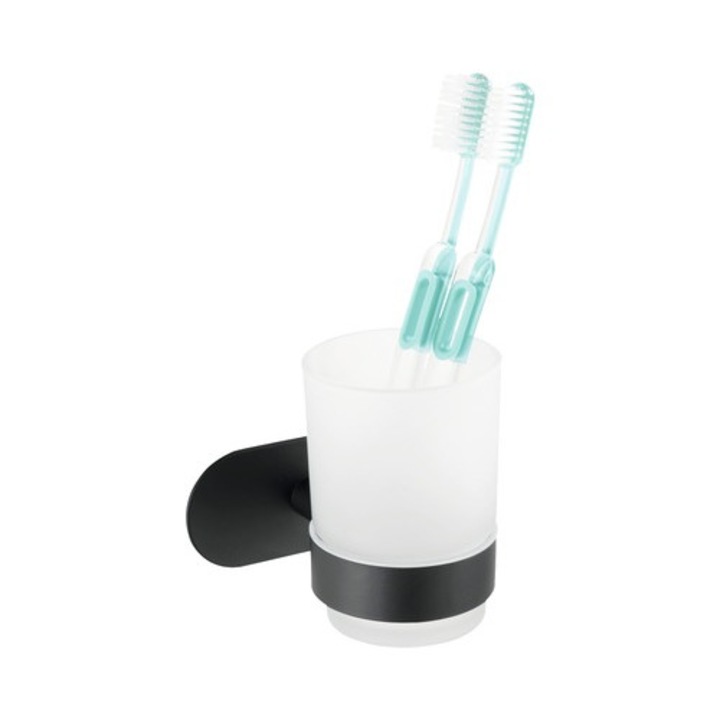 Pahar pentru periuta de dinti Wenko Orea negru mat, 10 cm