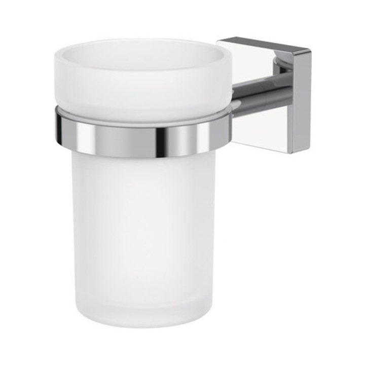 Pahar baie cu suport Lenz Rain, crom, 10 cm