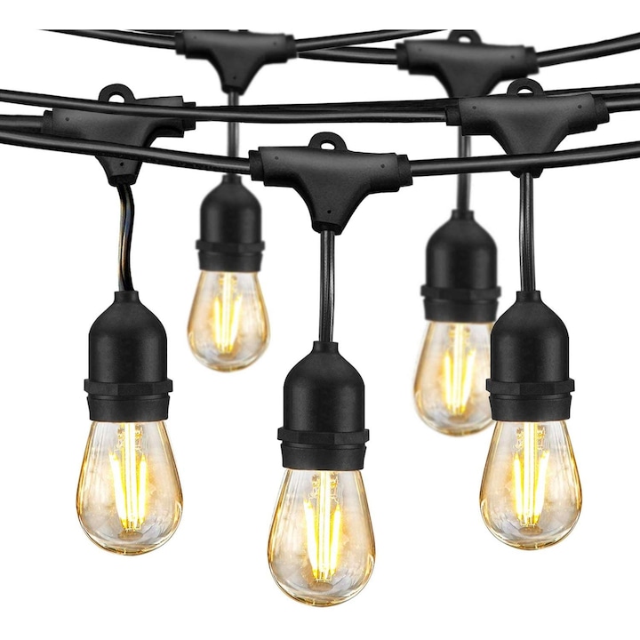 Ghirlanda luminoasa LED cu pendule Led-Box®, interconectabila, 5m cu 5 becuri E27, lumina calda, clasa energetica F