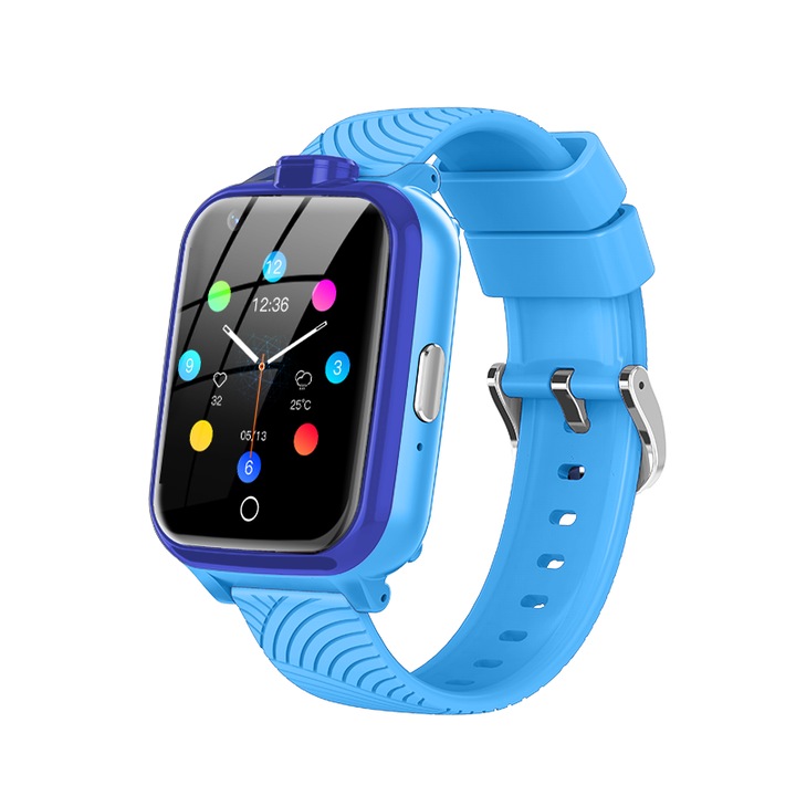 Ceas Smartwatch Pentru Copii YQT T13, Albastru cu Functii de monitorizare, Dual Camera, Apelare video, SOS, Perimetru siguranta, Comunicare bidirectionala