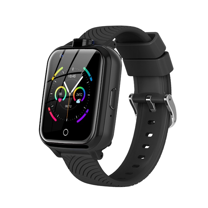 Ceas Smartwatch Pentru Copii YQT T13, Negru cu Functii de monitorizare, Dual Camera, Apelare video, SOS, Perimetru siguranta, Comunicare bidirectionala