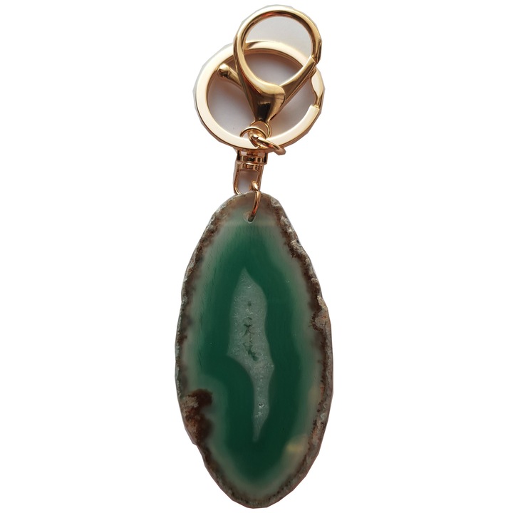 HOPE R kulcstartó természetes Agat zöld kristályból Rák szülöttek számára