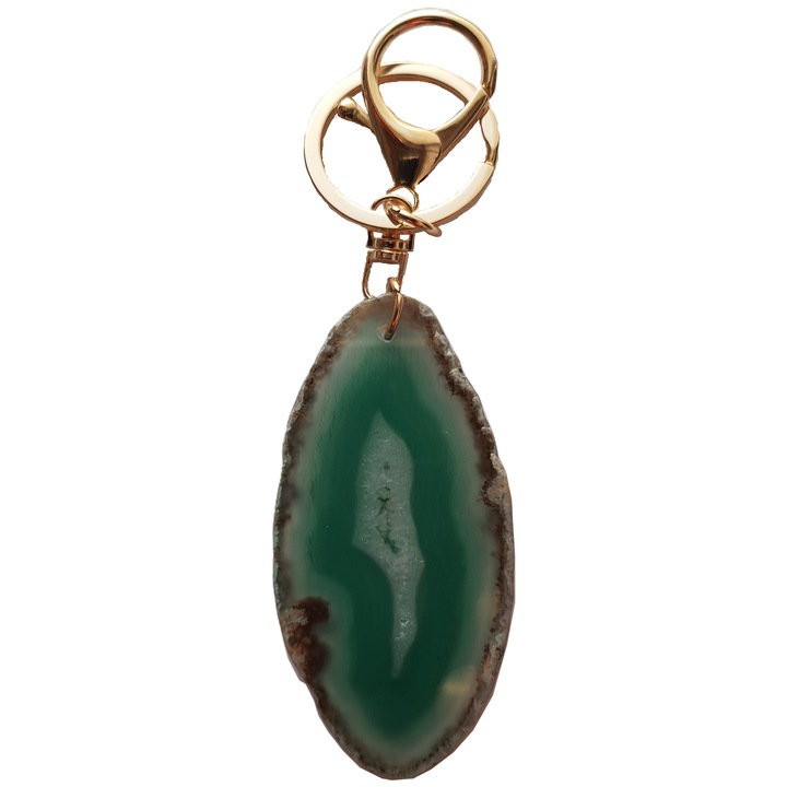 Breloc chei cu cristal natural de agat pentru Ascendent sau Soare natal in Rac