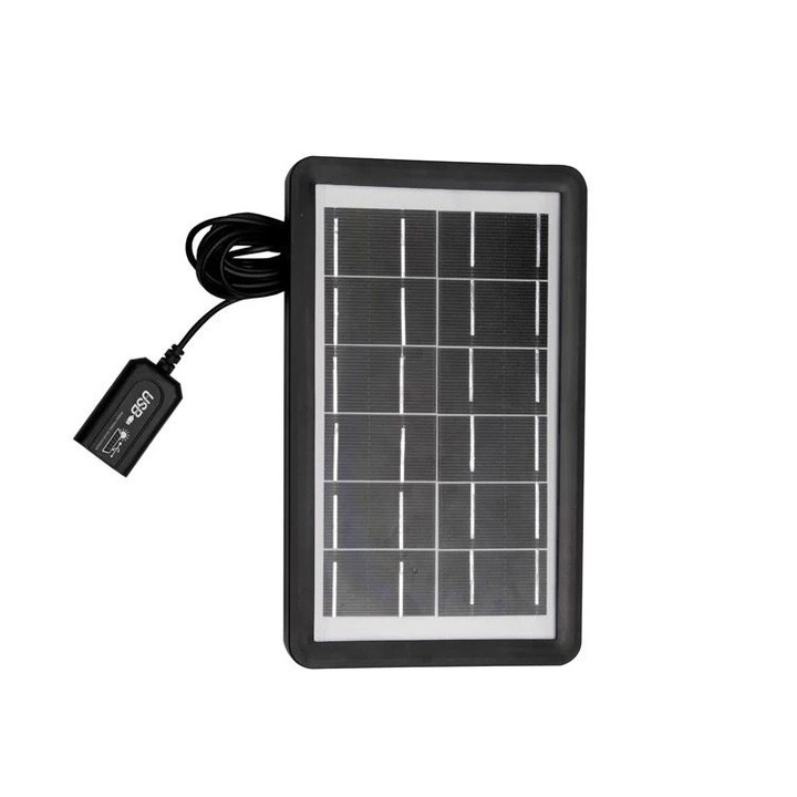 Panou solar fotovoltaic portabil cu functie incarcare telefoane, GD-100, Gdsuper, 8W, 6V, Port USB, Negru