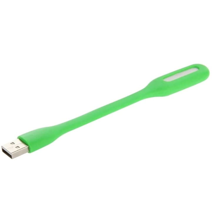 Гъвкава LED лампа с USB, неоново зелена