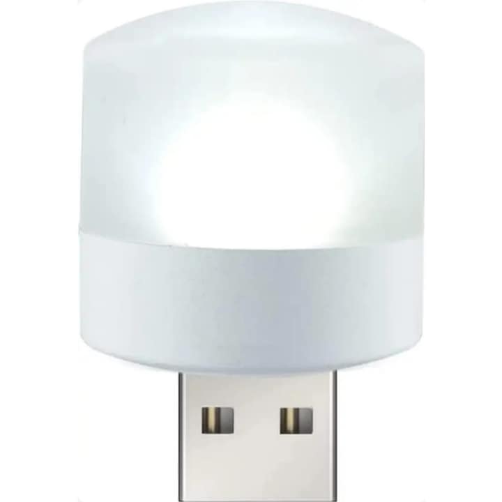 Lampa LED cu USB, lumina alba, Alb