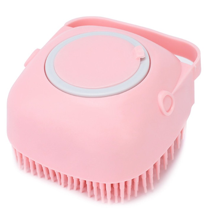 Szilikon fürdőszivacs tartállyal tusfürdőhöz vagy samponhoz