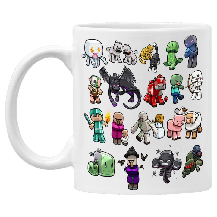 Cana de cafea/ceai Tralala Minecraft 8, Alb, 330 ml
