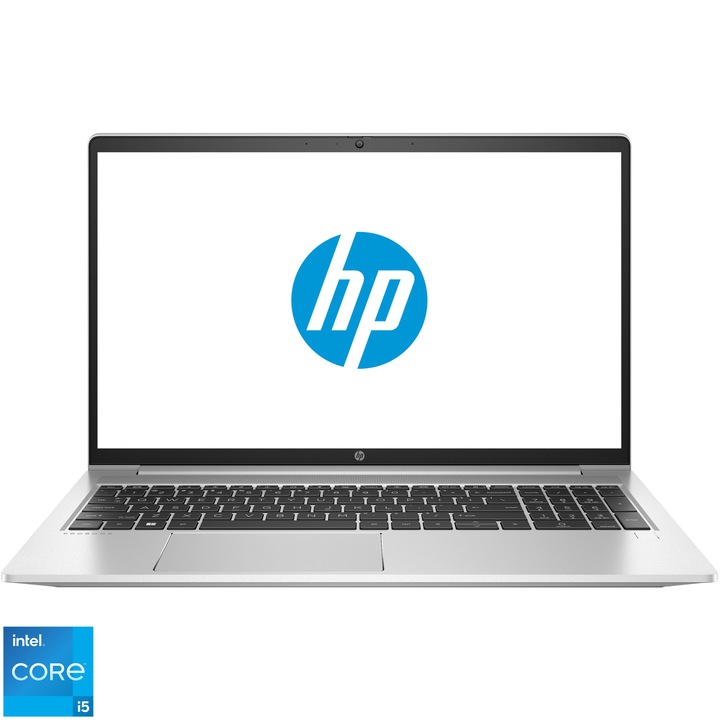 Laptop HP ProBook 450 G9 cu procesor Intel Core i5-1235U 10 Core (1.3GHz, up to 4.4GHz, 12MB), 15.6 inch FHD, Intel Iris X Graphics, 16GB DDR4, SSD, 512GB PCIe NVMe, Free DOS, Pike Silver
