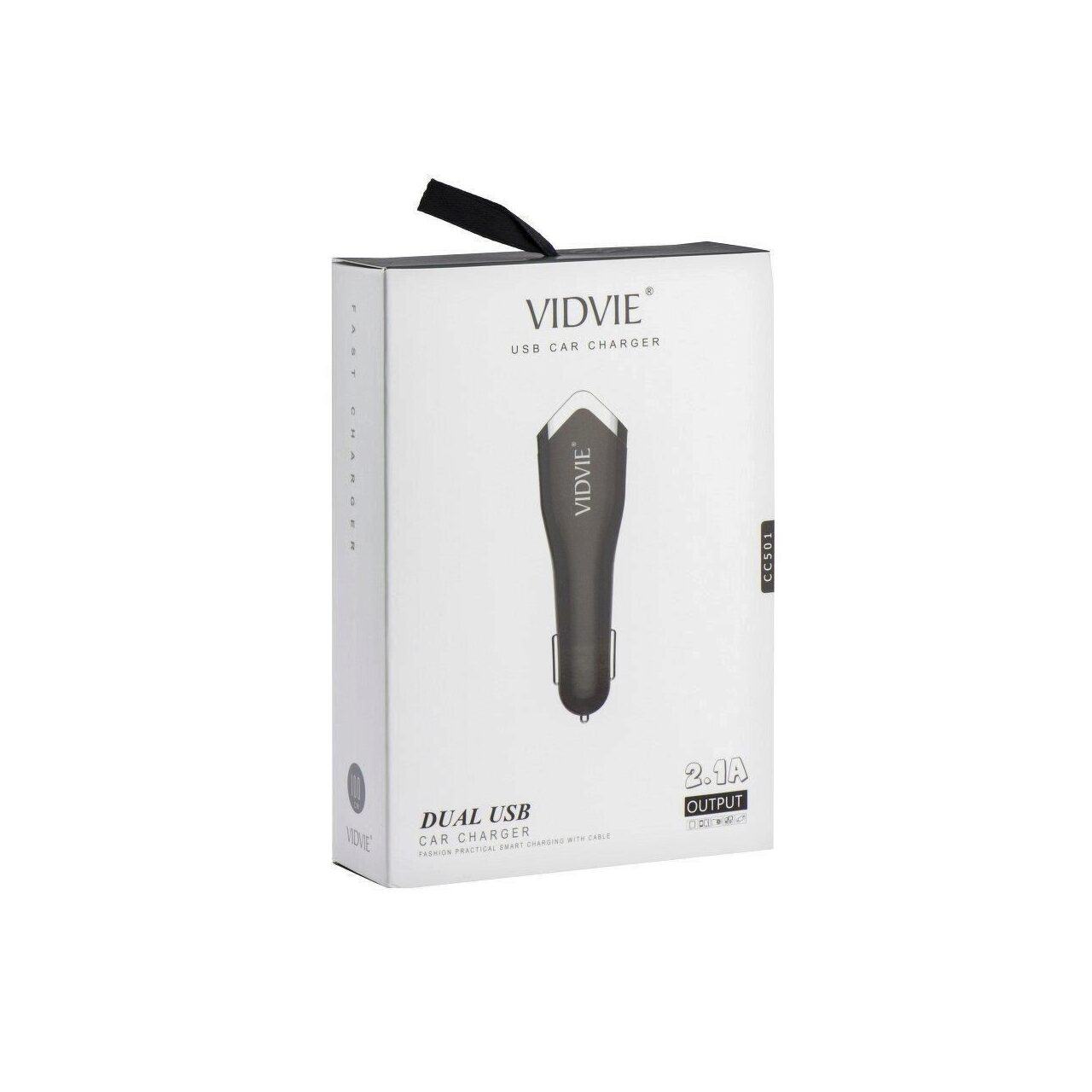 Incarcator Auto Dual Micro USB Vidvie Negru Universal 2,1A