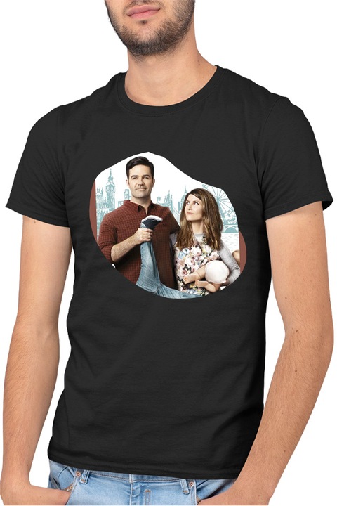 Tricou barbati Catastrophe Rob Dad Sharon Horgan Sitcom Pregnant Woman, negru, marime M