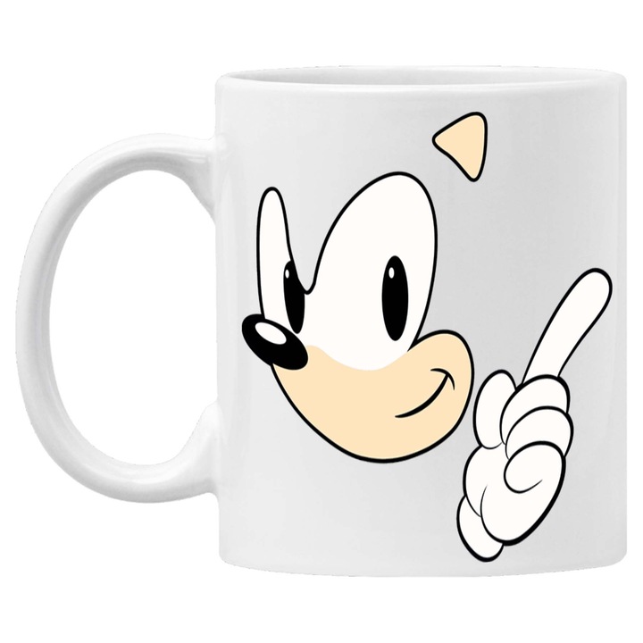 Cana de cafea/ceai Tralala Sonic Face, Alb, 330 ml
