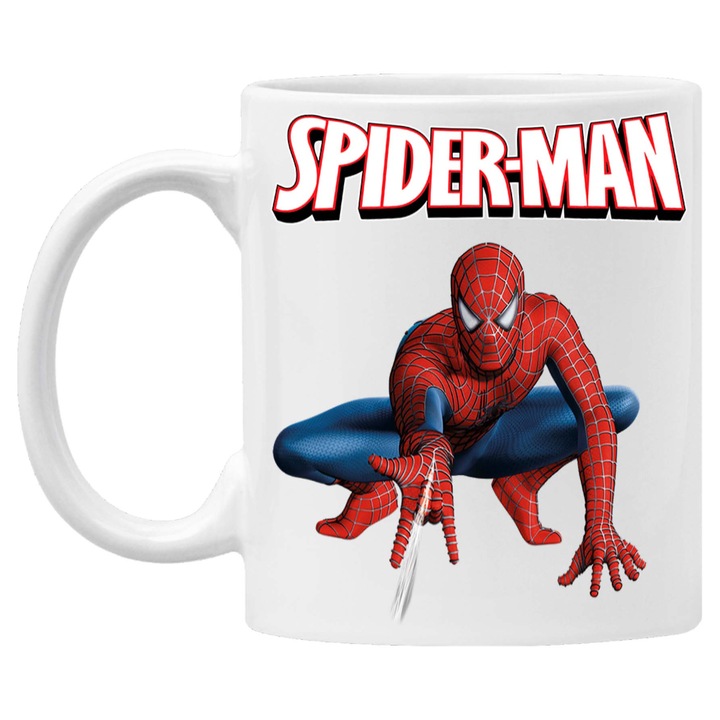 Cana de cafea/ceai Tralala Spider man 010, Alb, 330 ml