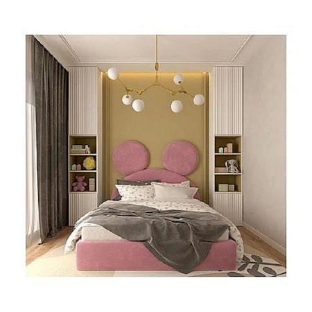 Pat tapitat copii Mouse roz 140x200 cm