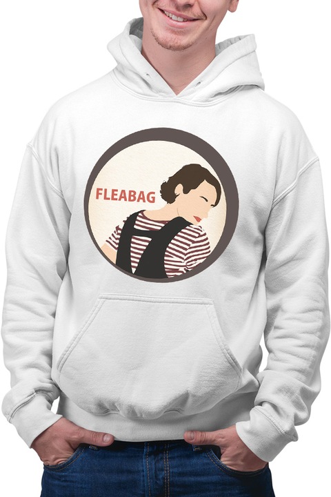 Hanorac barbati Fleabag Work Over Time Cute Fashion Drawing French, alb, Alb