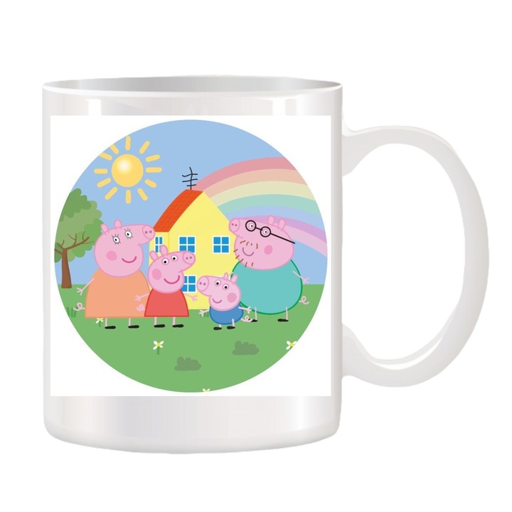 Cana personalizata cu Purcelusa Peppa, Peppa Pig, Disney, Stickers Factory, 330 ml