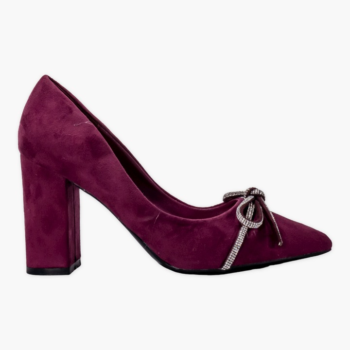 Pantofi cu toc johsy piele ecologica intoarsa violet, Violet