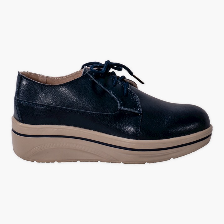 Pantofi cu platforma ruby navy piele naturala, Bleumarin, 41