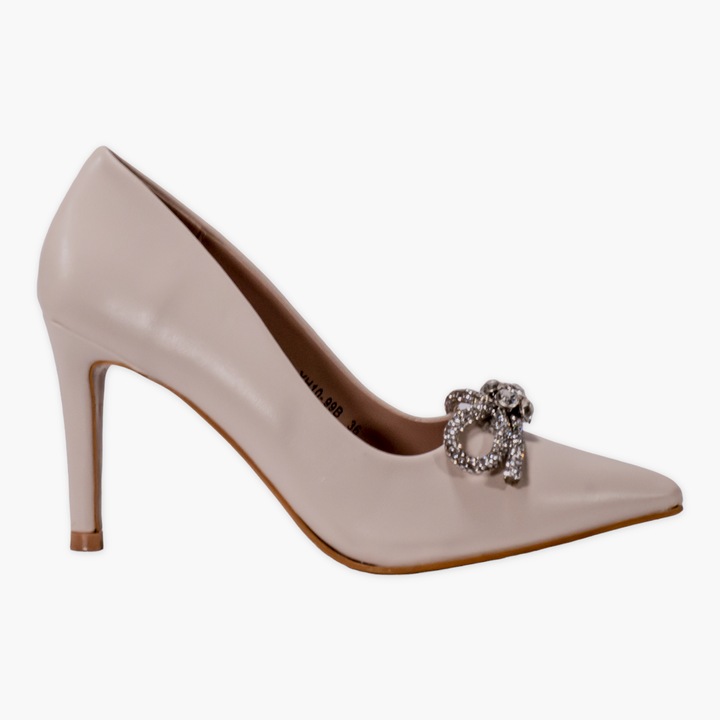 Pantofi cu toc, Moda Stil, Amyana, Piele ecologica, Bej, 36 EU