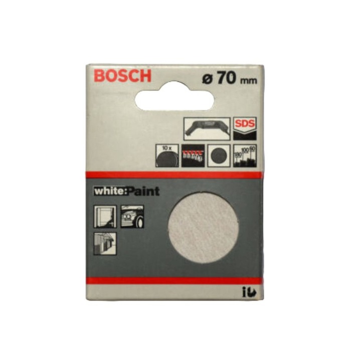 Set disc abraziv 10 bucati, 70 mm, K60 100 180, White Paint, Bosch