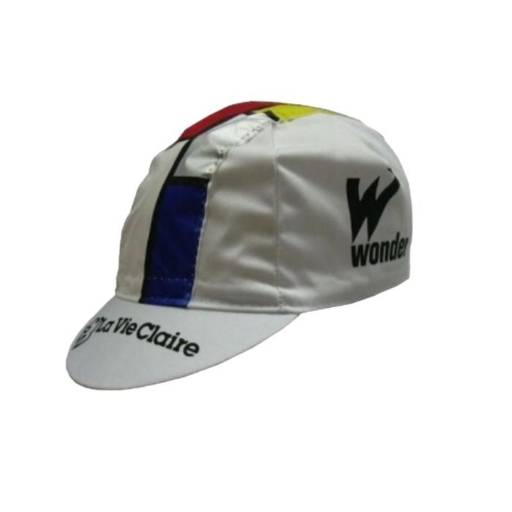 La Vie Claire kerékpáros sapka, Apis, poliészter/pamut, egy méret, fehér