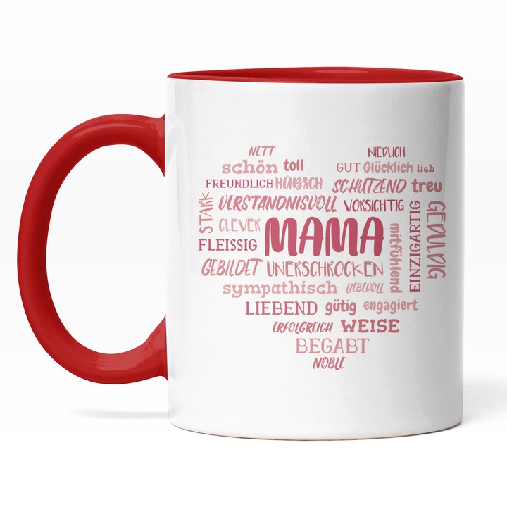 Cana Special Pentru Mama, Ziua Mamei, Iubire, Relatie Mama-Fiu, Cadou Pentru Mame, Rosu, 330 ml, Maner Rosu