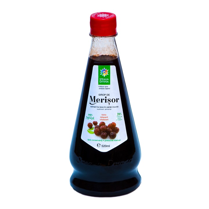 Hidegen sajtolt natúr áfonyaszörp, 520ml, Steaua Divina