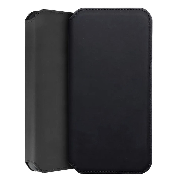Калъф Book Flip Case за Samsung Galaxy A03 от кожа със слот за карта, елегантен дизайн, магнитно закопчаване, портфейл, черен