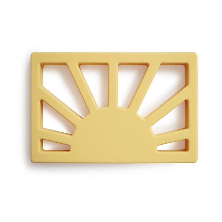 Играчка за зъби Mushie, Sun Muted Yellow, 3-6 месеца