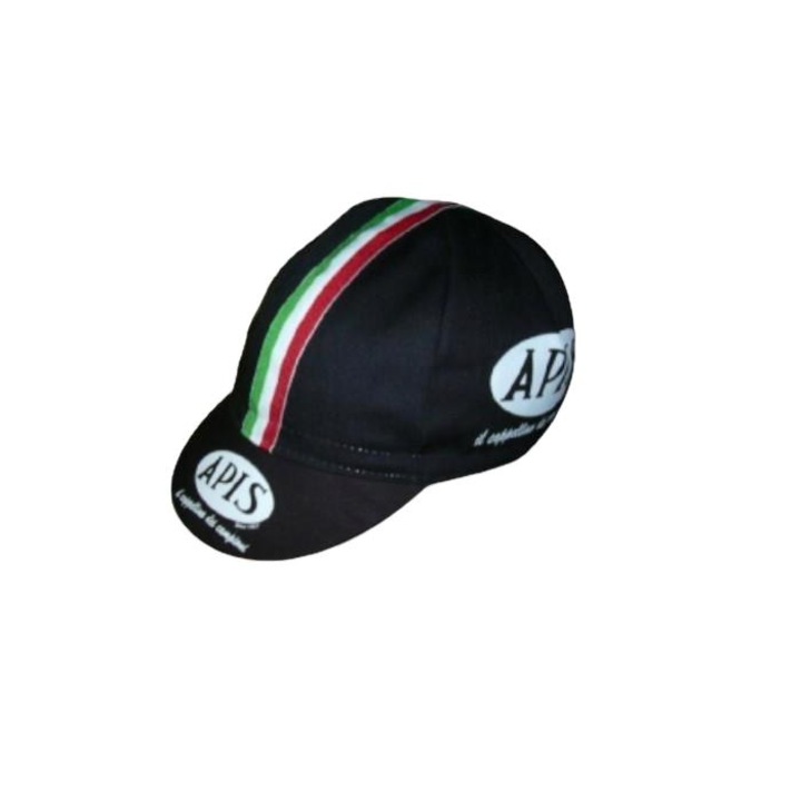 Vintage kerékpáros sapka, Apis, poliészter/pamut, egy méret, fekete