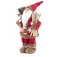 Figurina Mos Craciun Kring, 30 cm, cu schiuri si sac de cadouri, Rosu/Maro