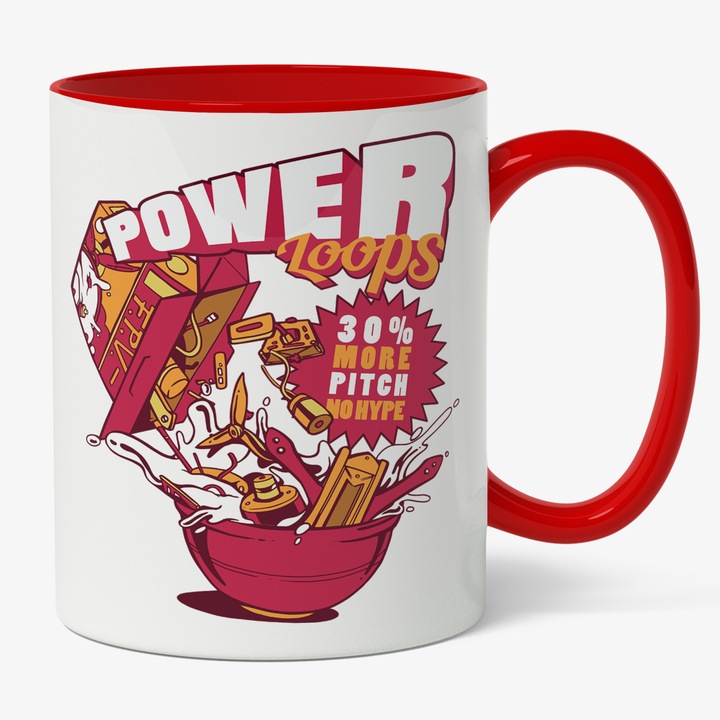 Cana Power Loops, Acadele Puternice, Roz Portocaliu, Energie, Dulciuri, Cadou Pentru Copii, Multicolor, 330 ml, Maner Rosu