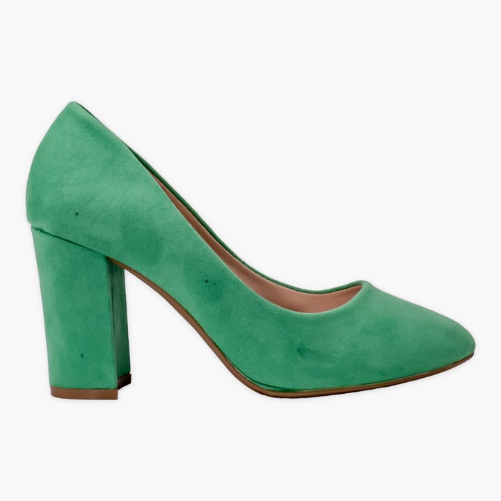Pantofi cu toc zarita piele ecologica intoarsa verde, Verde