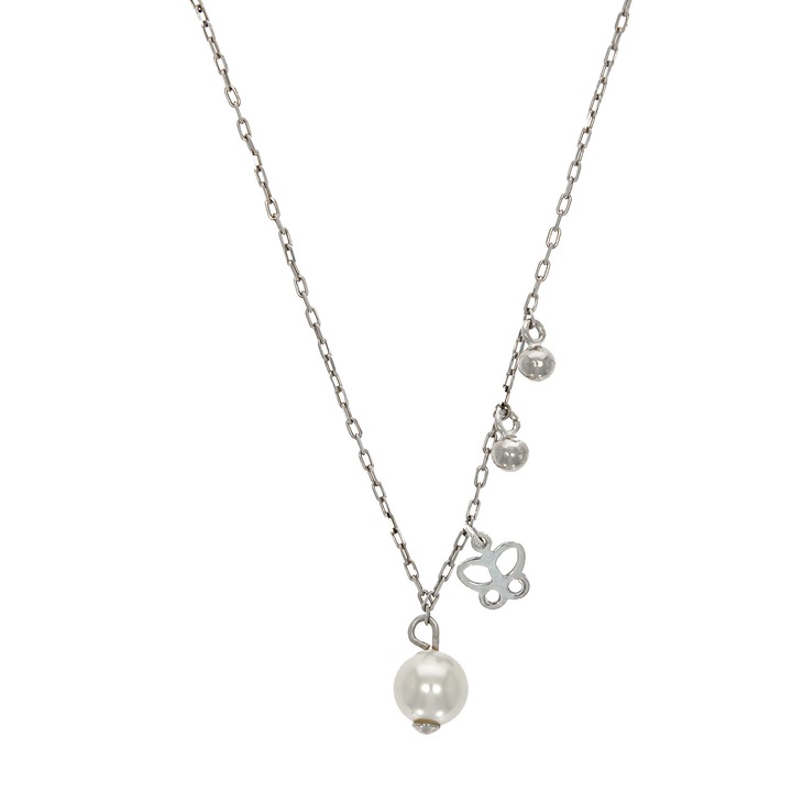 Lantisor Argint cu Fluturi si Perle