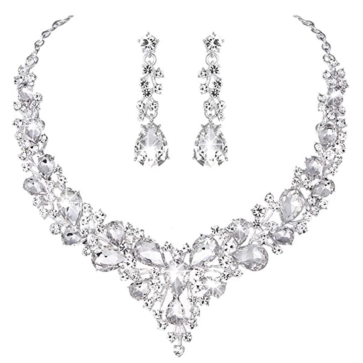 Set cercei si colier, Vaxiuja, cu cristale, argint