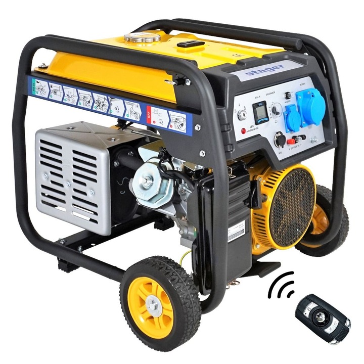 Generator curent Stager FD 6500ER, putere 5.5 kW, 230V, benzina, pornire electrica, telecomanda, AVR, bobinaj cupru