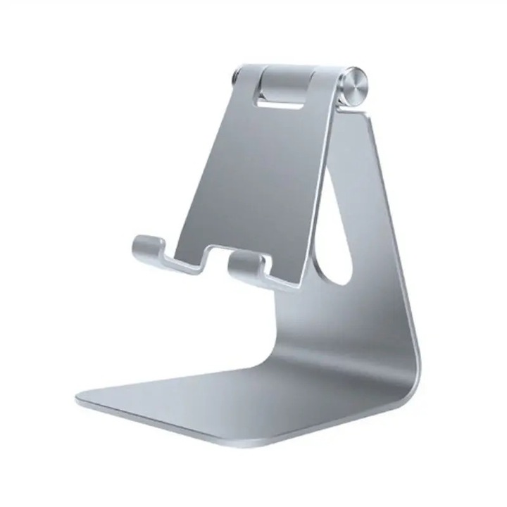 Suport OZ Z din aluminiu pentru telefon/tableta de Masa/Birou, Pliabil si Portabil, Silver