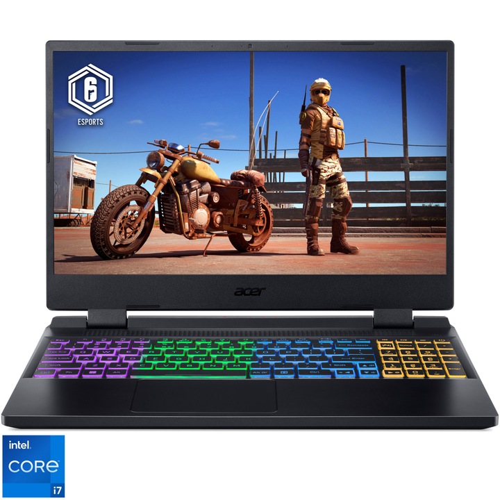 Лаптоп Gaming Acer Nitro 5 AN515-58-705G, Intel® Core™ i7-12650H, 15.6", Full HD, IPS, 144Hz, 16GB, 512GB SSD, NVIDIA® GeForce RTX™ 3050, 4 GB, No OS, Obsidian Black