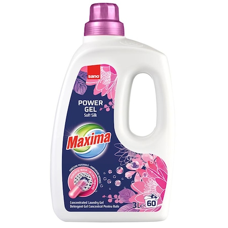 Detergent gel concentrat pentru rufe Sano Soft Silk, 60 spalari, 3 l