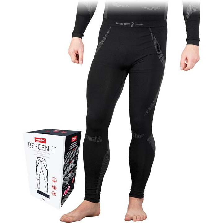 Pantaloni termici, Reis, Nailon/Poliester/Elastan, Negru, XXL
