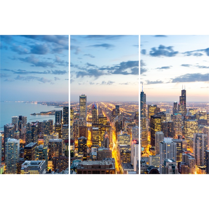 Tablou Sticla Acrilica 3mm, Chicago Sky, 140 X 210 cm, 3 piese