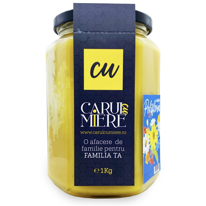 Miere de albine, Poliflora, cruda, Carul cu Miere, 1kg